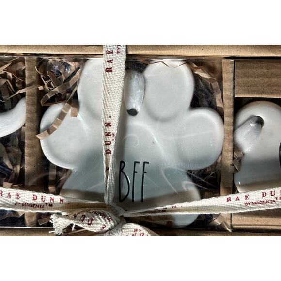 Rae Dunn By Magenta Set of 3 Ceramic Christmas Ornaments Bestie, BFF, Good Dog - Picture 2 of 3
